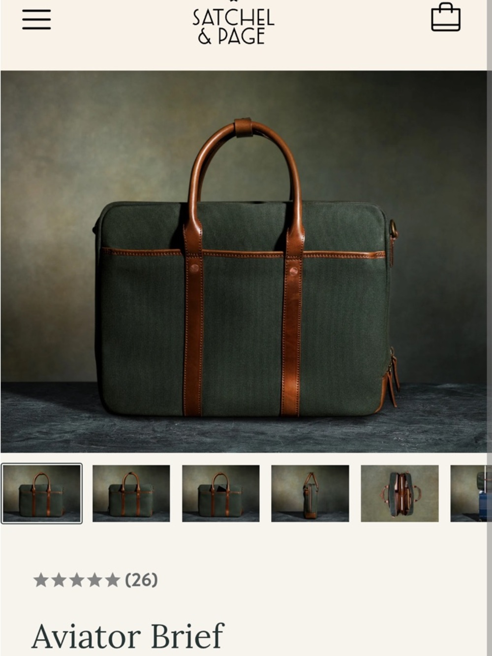 Satchel & Page Aviator Brief in Dark Green with Brown Trim